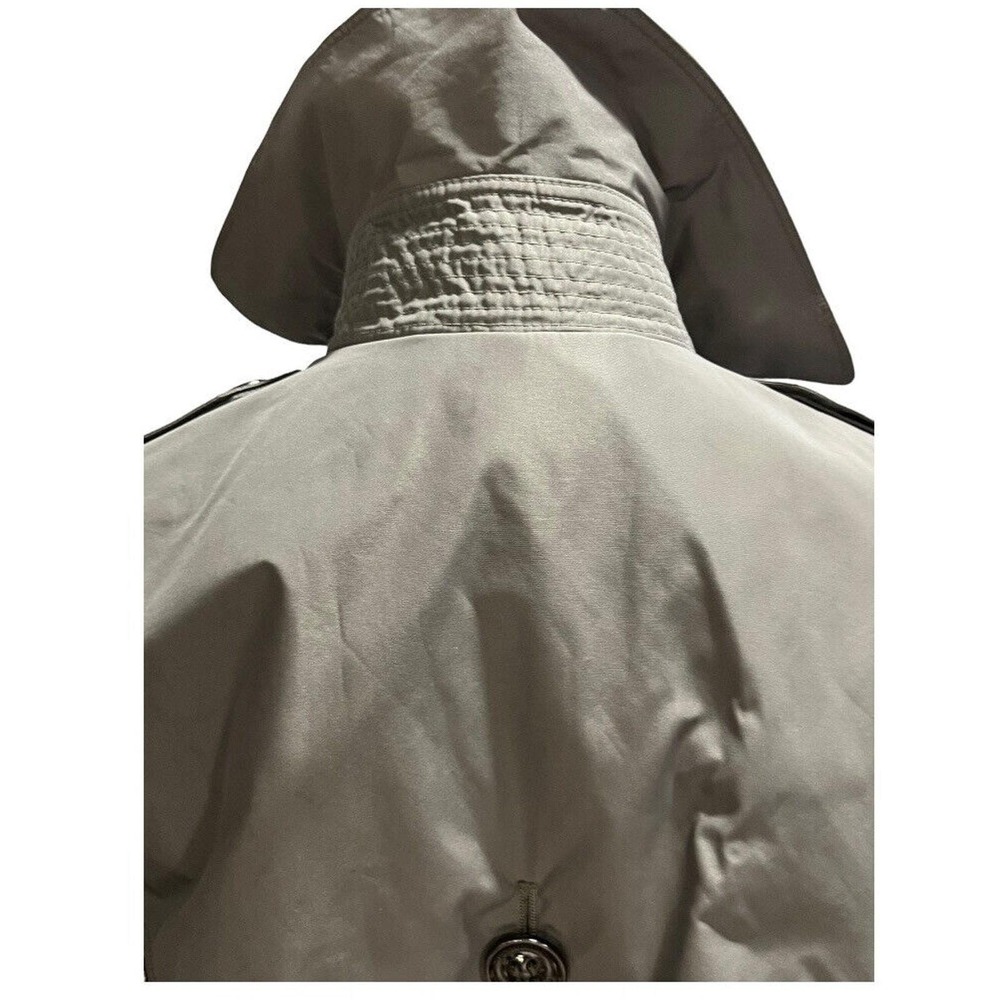 Burberry London Double Breasted Belted Gray Green Ruffled Trench Coat Sz US 6 - Picture 15 of 16